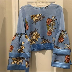 Garcia blue long sleeve crop top